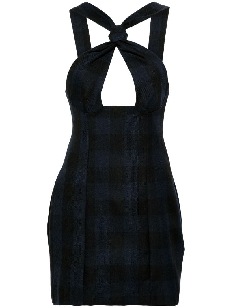 Blue Tie Wool Minidress
