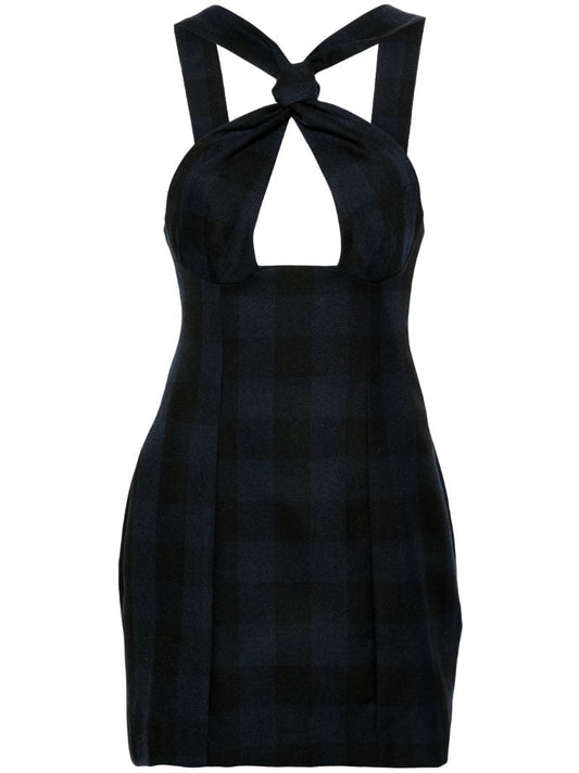 Blue Tie Wool Minidress