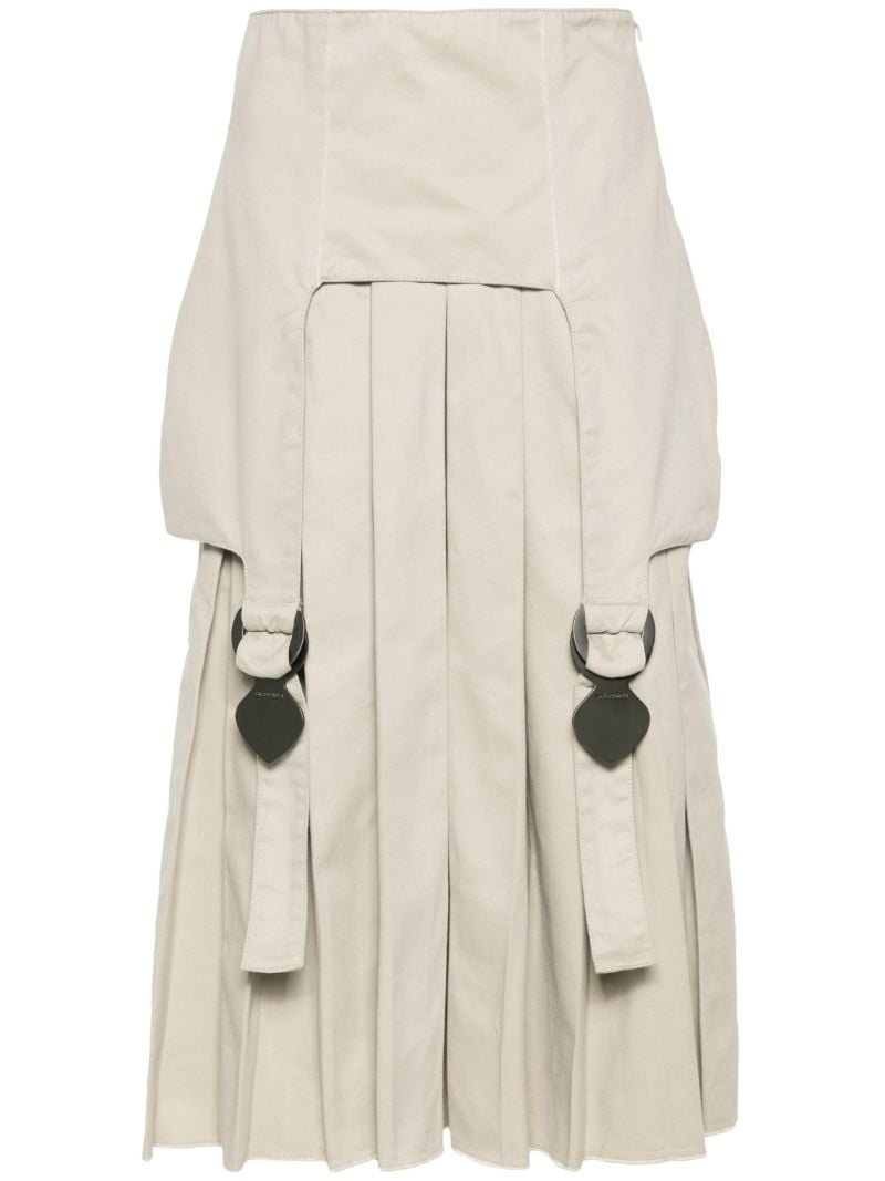 Neutral Pleated Wide-leg Trousers