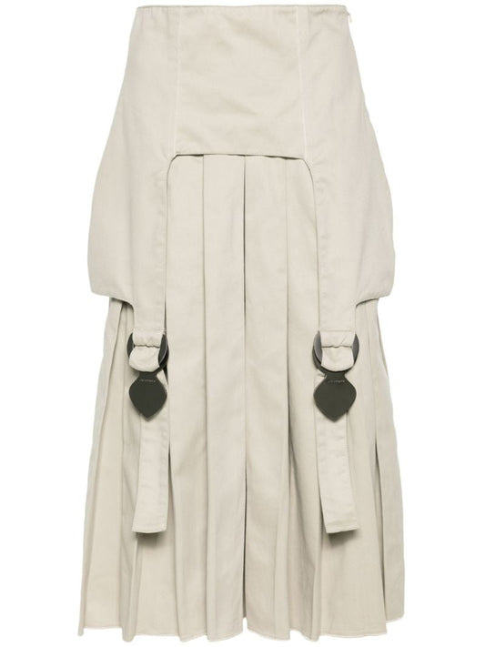 Neutral Pleated Wide-leg Trousers