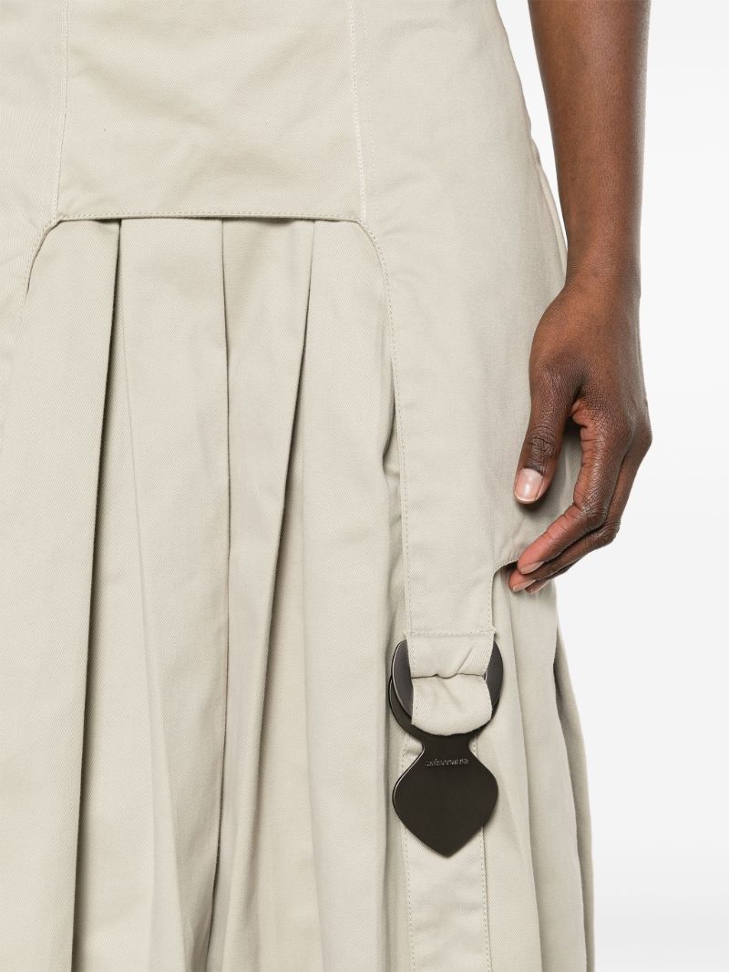 Neutral Pleated Wide-leg Trousers