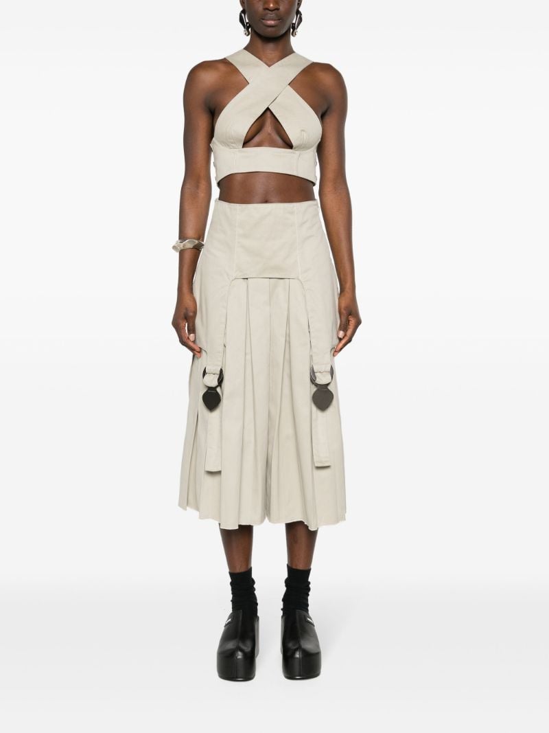 Neutral Pleated Wide-leg Trousers