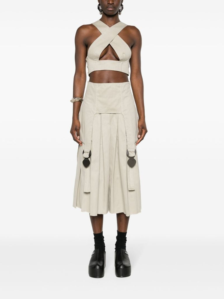 Neutral Pleated Wide-leg Trousers