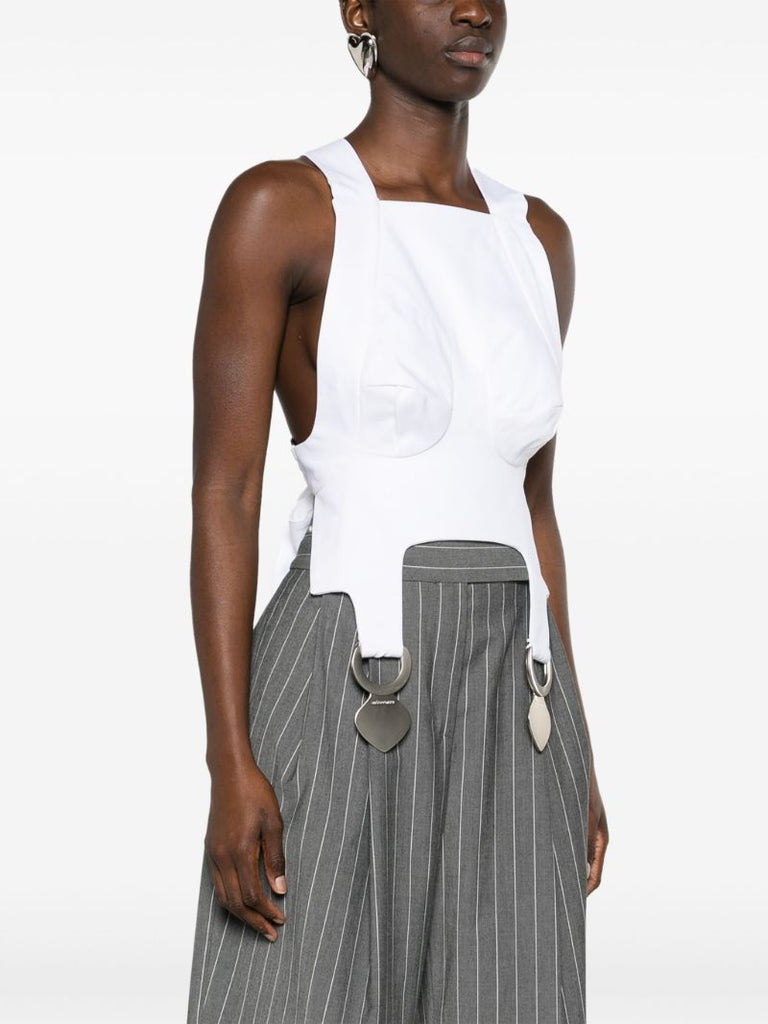 White Square Neck Crop Top