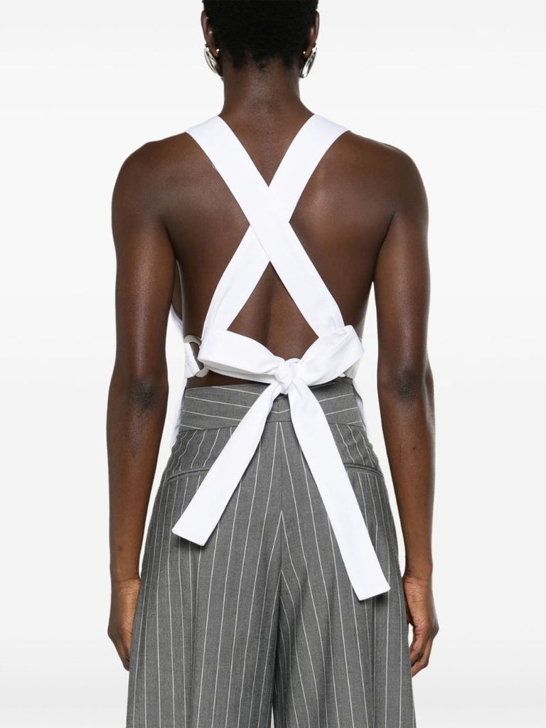 White Square Neck Crop Top