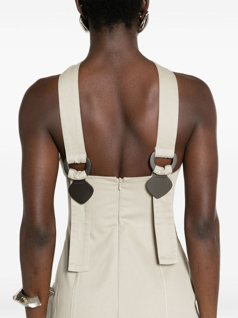 Neutral Tie Cotton Maxi Dress
