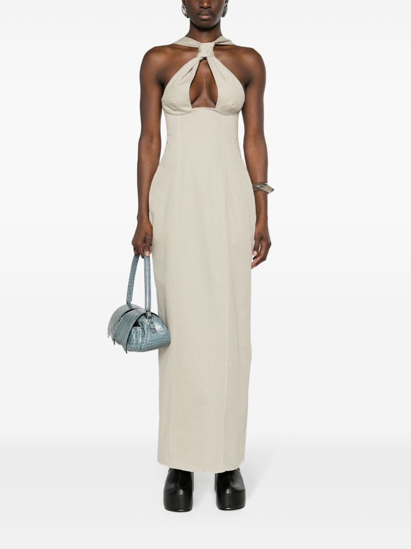 Neutral Tie Cotton Maxi Dress