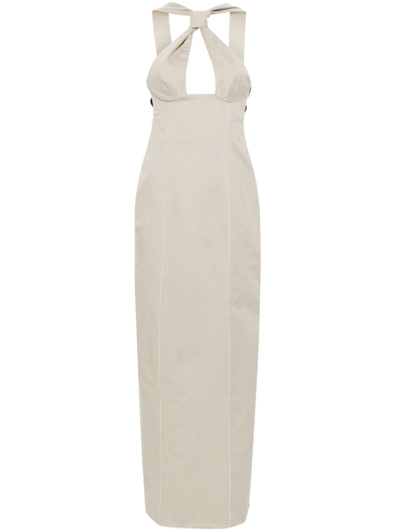 Neutral Tie Cotton Maxi Dress