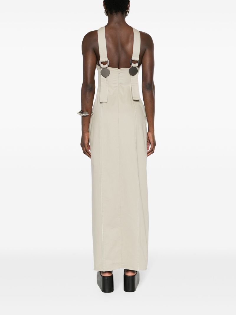 Neutral Tie Cotton Maxi Dress