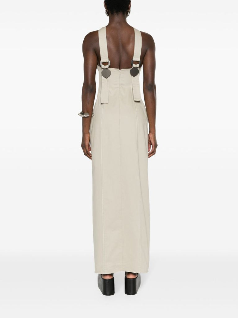 Neutral Tie Cotton Maxi Dress