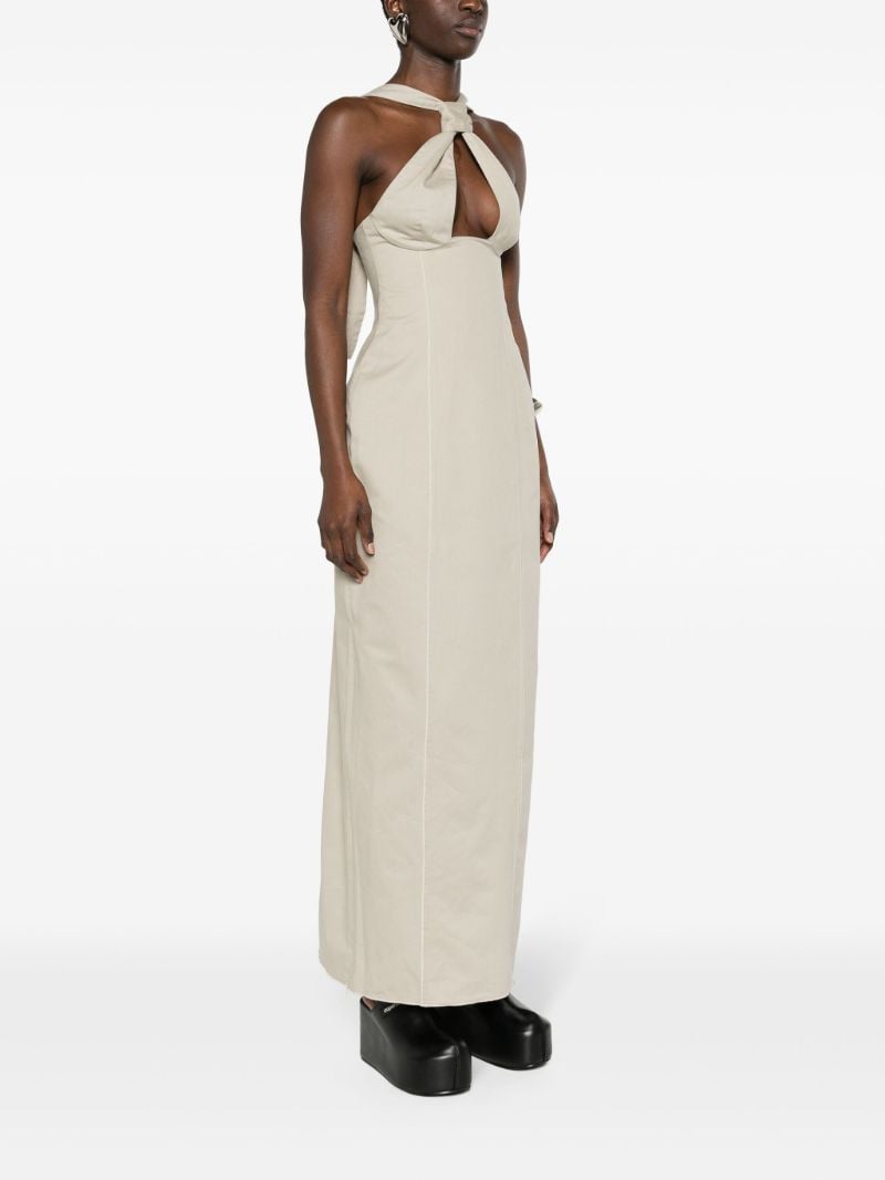 Neutral Tie Cotton Maxi Dress