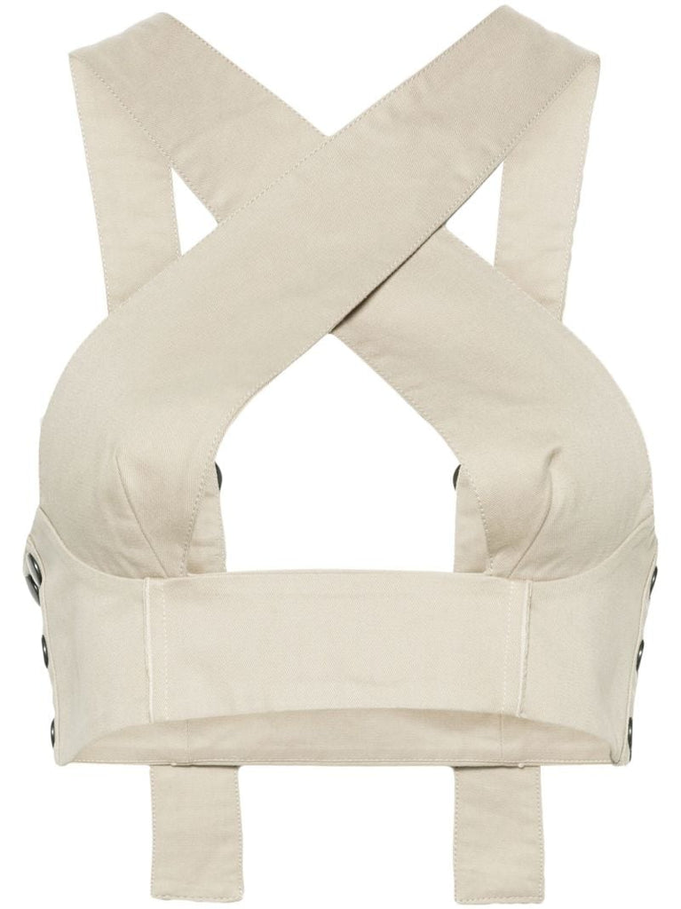 Neutral Criss-cross Crop Top