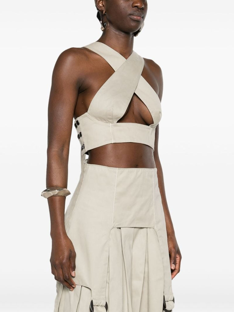 Neutral Criss-cross Crop Top