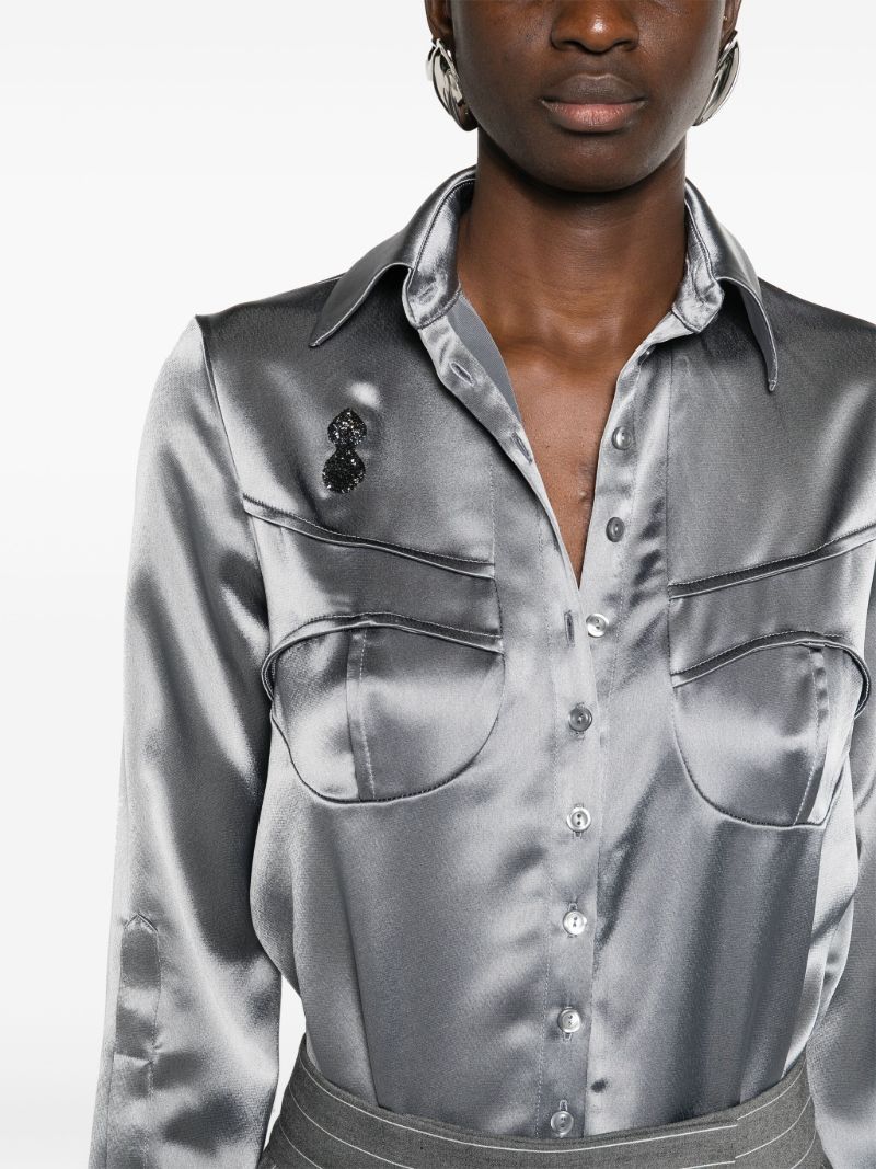 Grey Pyjama Satin Shirt