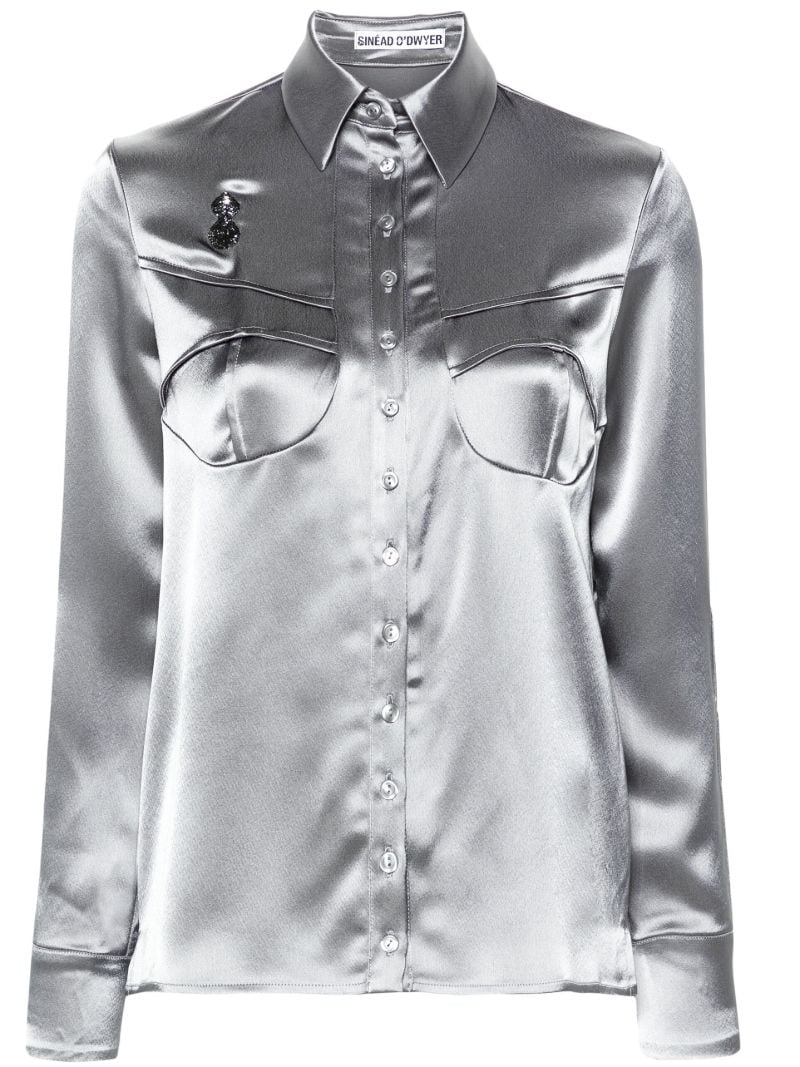 Grey Pyjama Satin Shirt