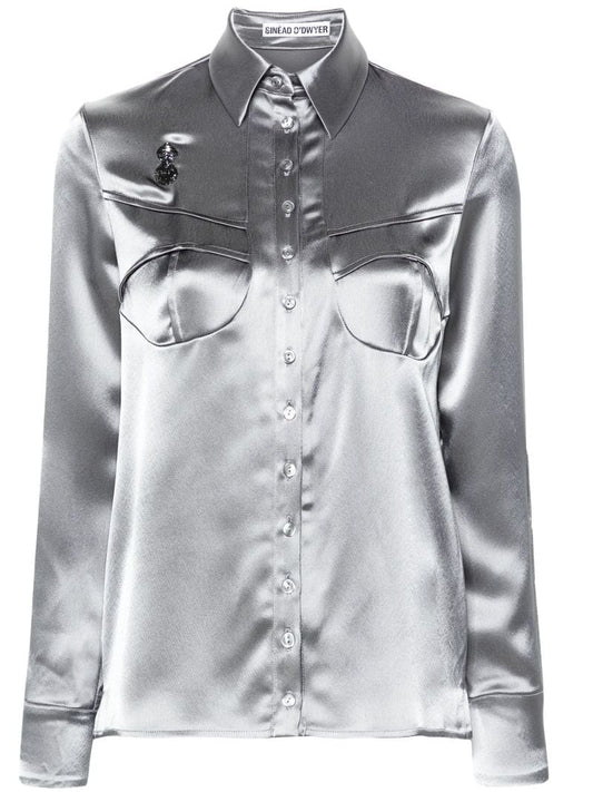 Grey Pyjama Satin Shirt