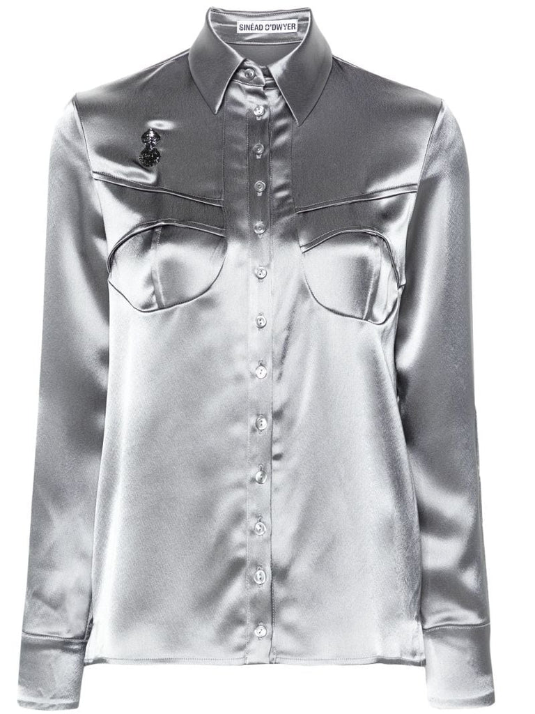 Grey Pyjama Satin Shirt