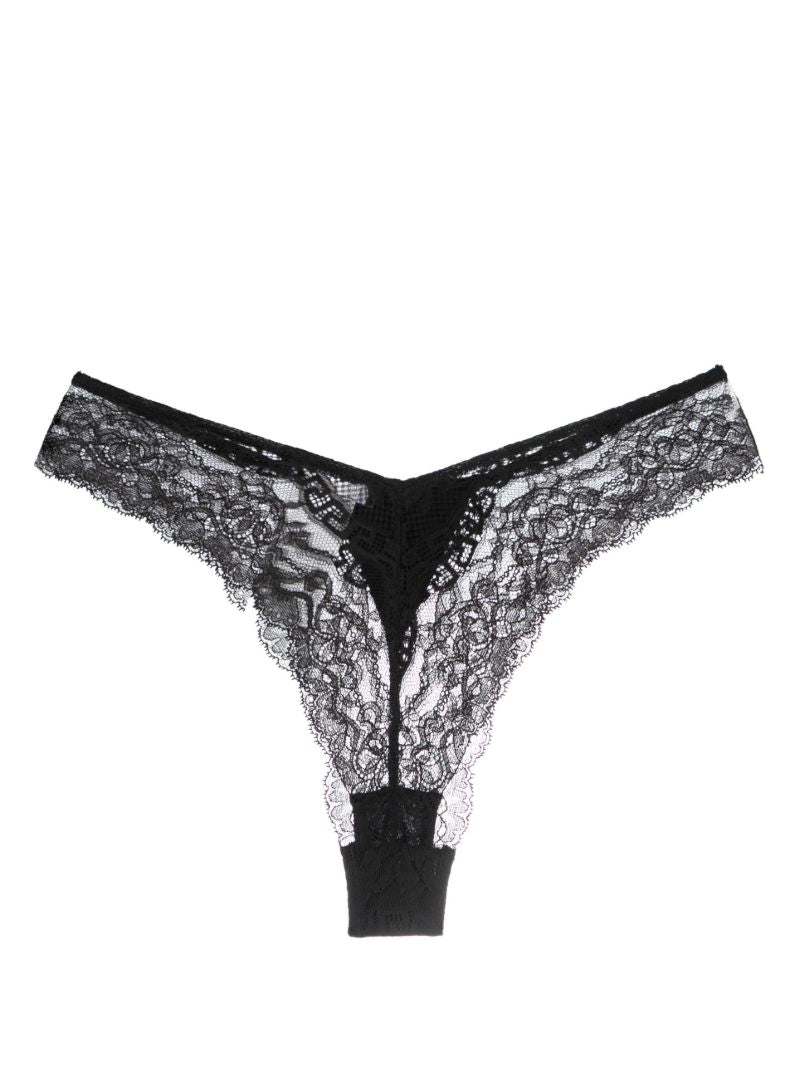 Black Lace-panel Thong