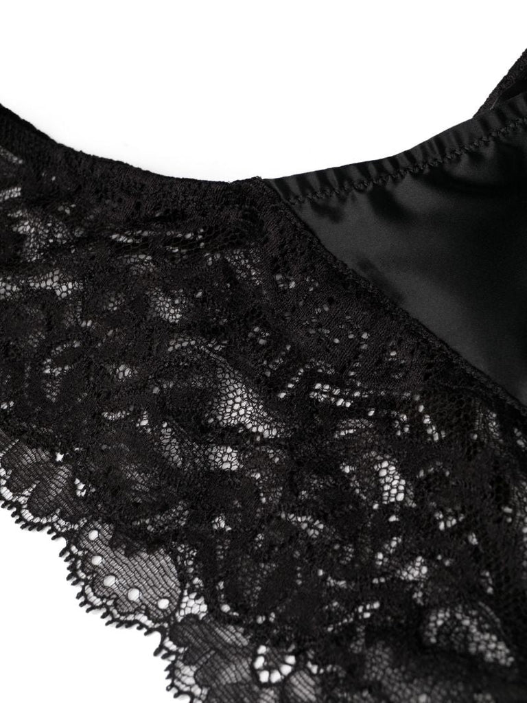 Black Lace-panel Thong
