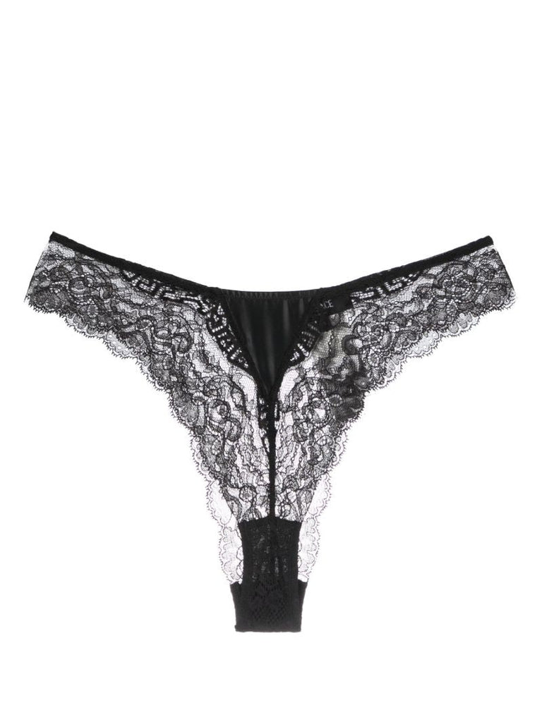 Black Lace-panel Thong
