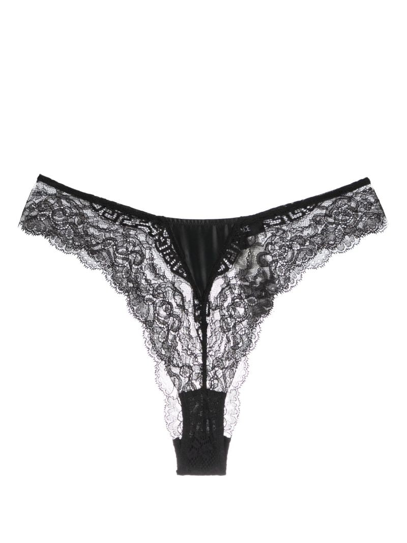 Black Lace-panel Thong
