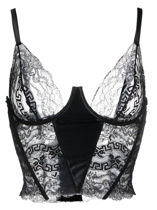 Black Corset-style Lace Bra