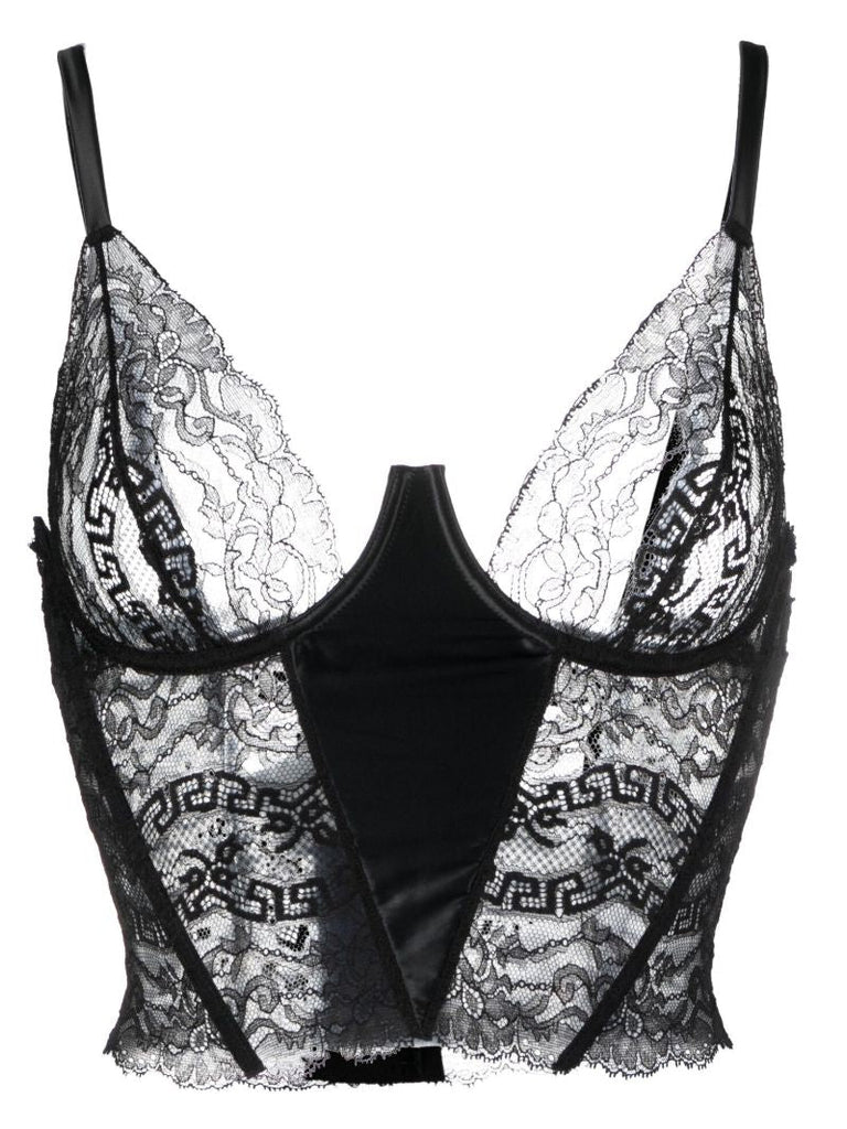 Black Corset-style Lace Bra