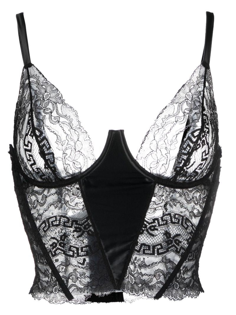 Black Corset-style Lace Bra