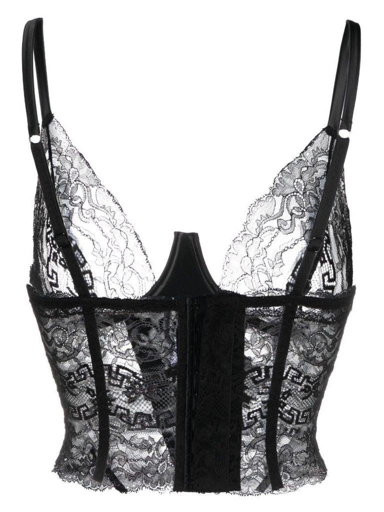 Black Corset-style Lace Bra