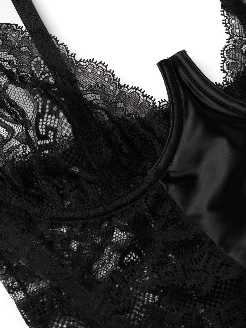 Black Corset-style Lace Bra