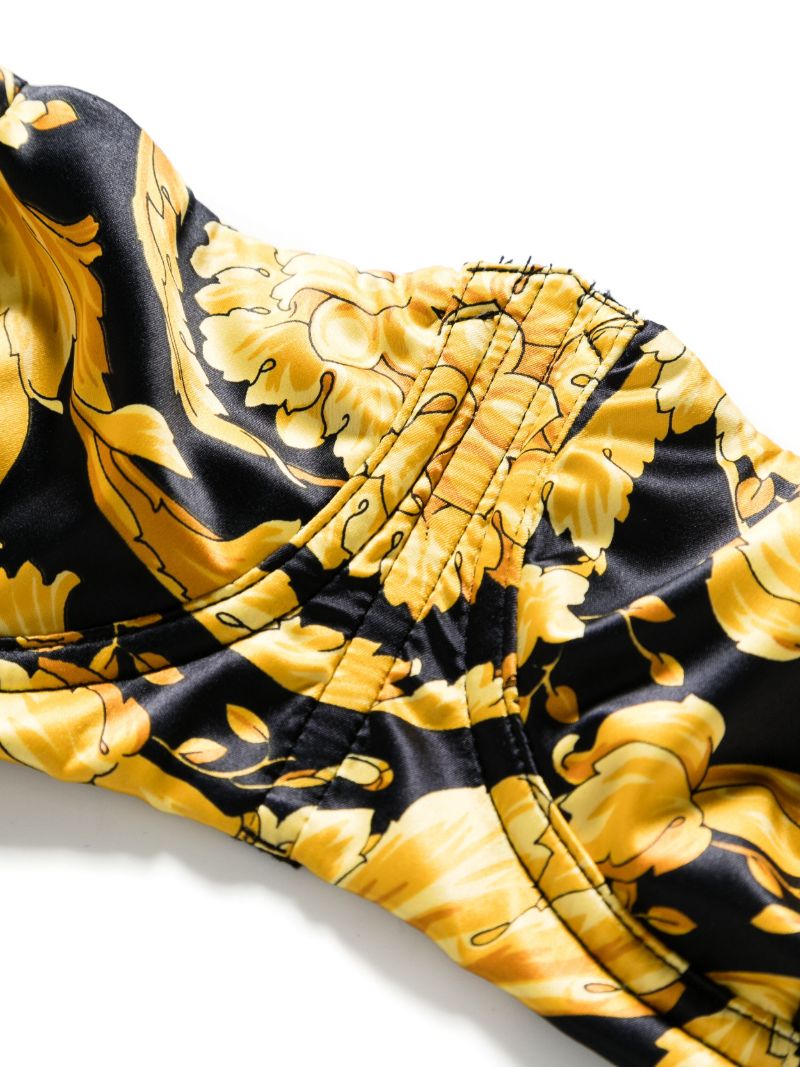 Black Barocco Print Balconette Bra