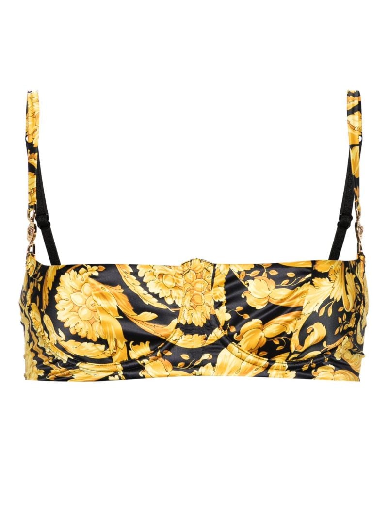 Black Barocco Print Balconette Bra