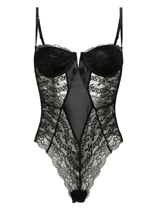 Black Greca Lace Bodysuit