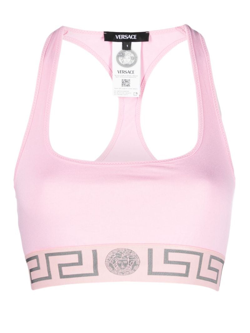 Pink Greca Print Bra