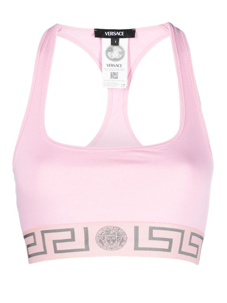 Pink Greca Print Bra
