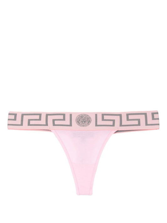 Pink Greca Print Thong