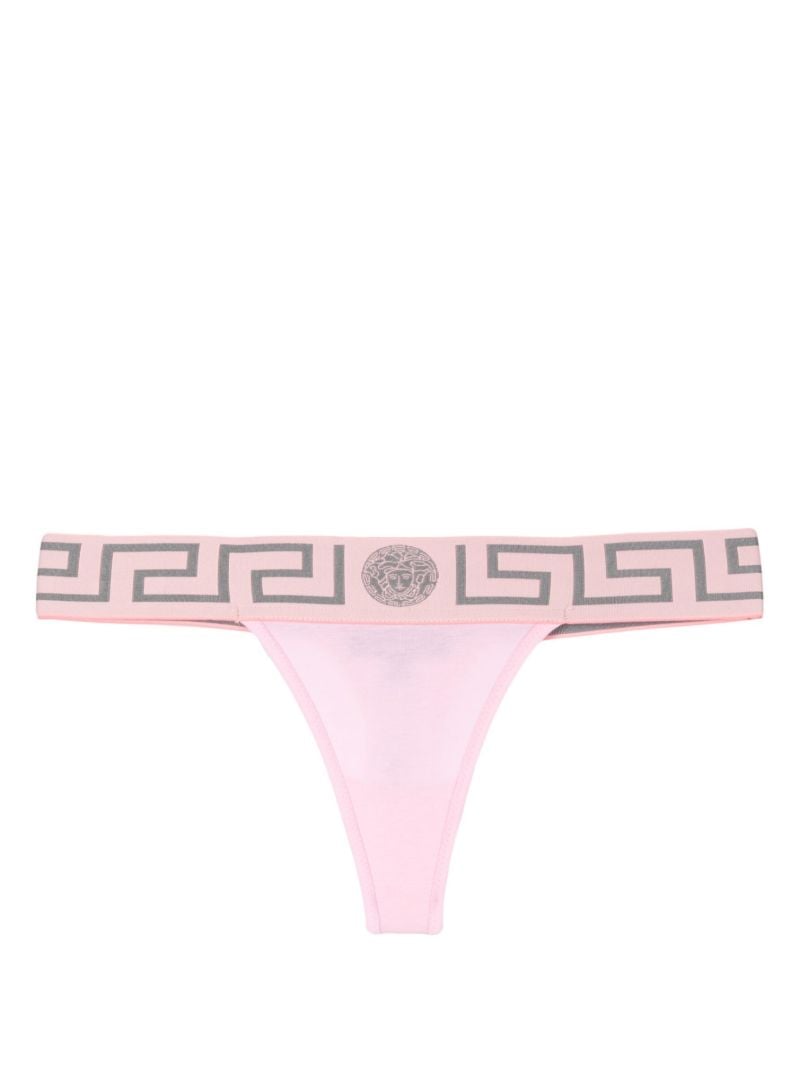 Pink Greca Print Thong