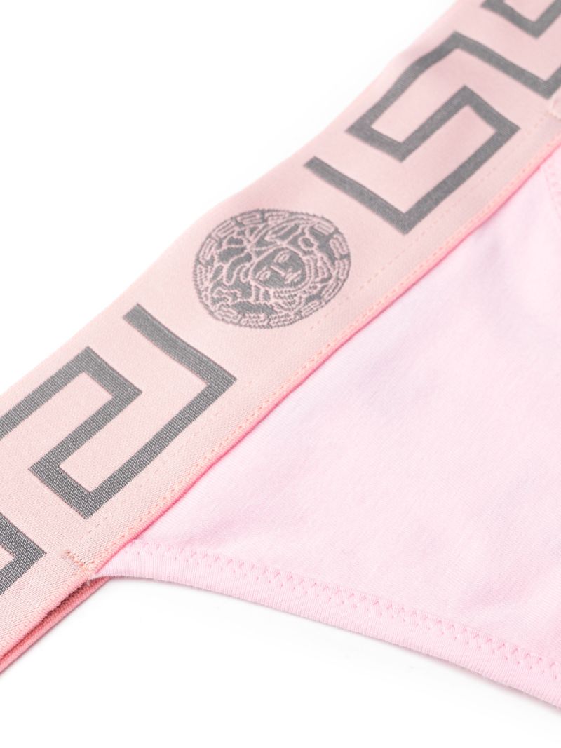 Pink Greca Print Thong