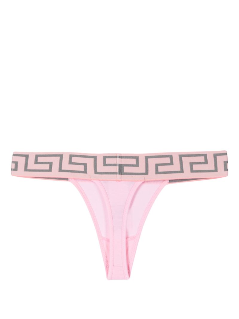 Pink Greca Print Thong