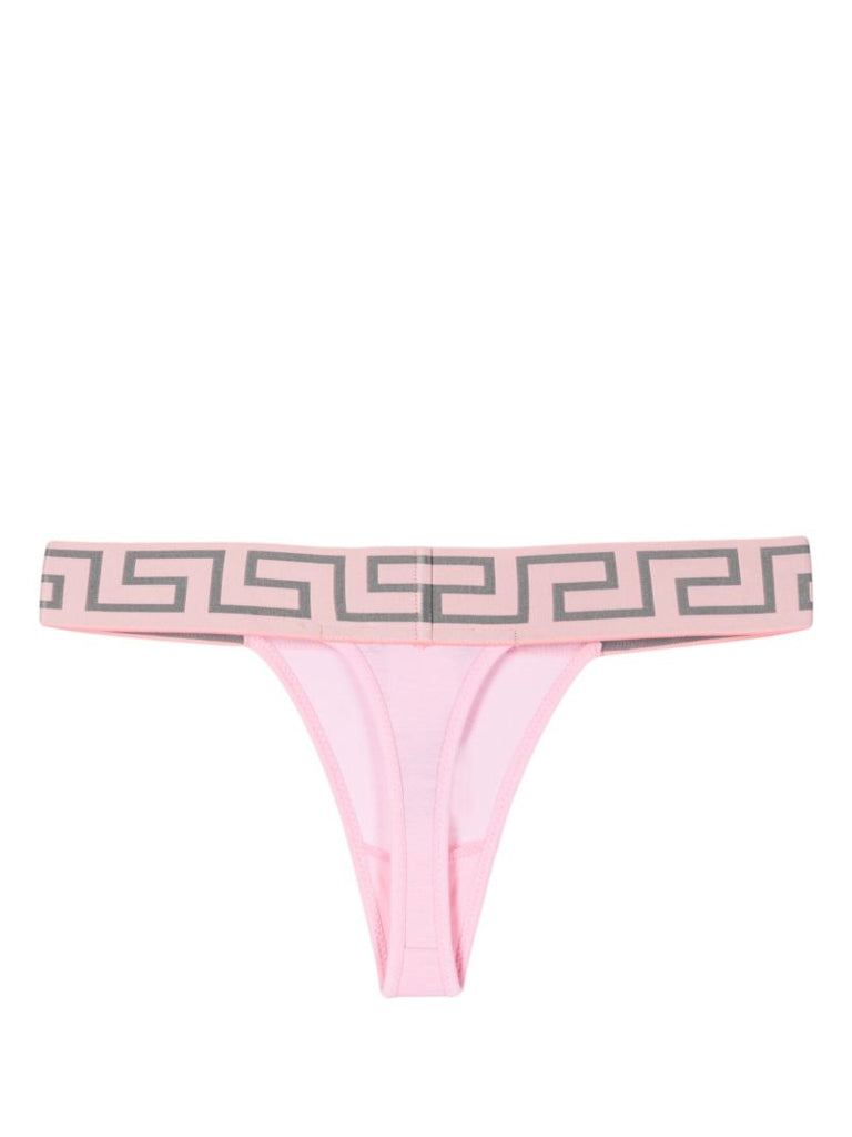 Pink Greca Print Thong