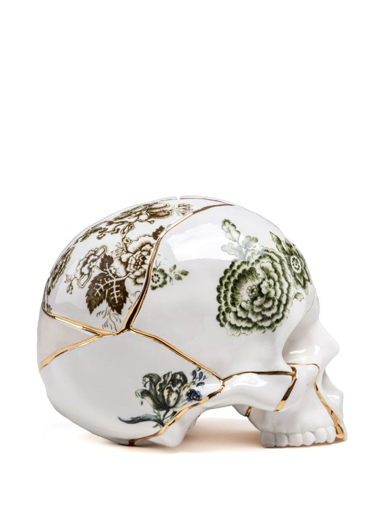 White Kintsugi Porcelain Skull