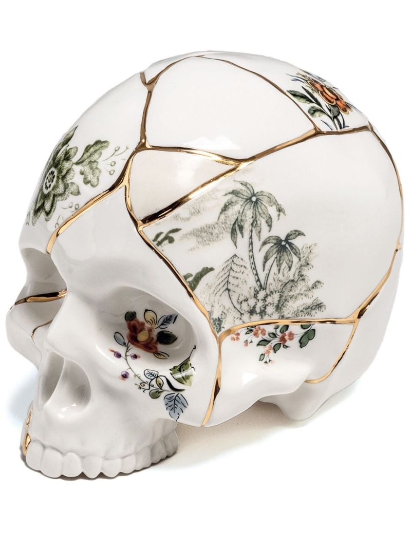 White Kintsugi Porcelain Skull