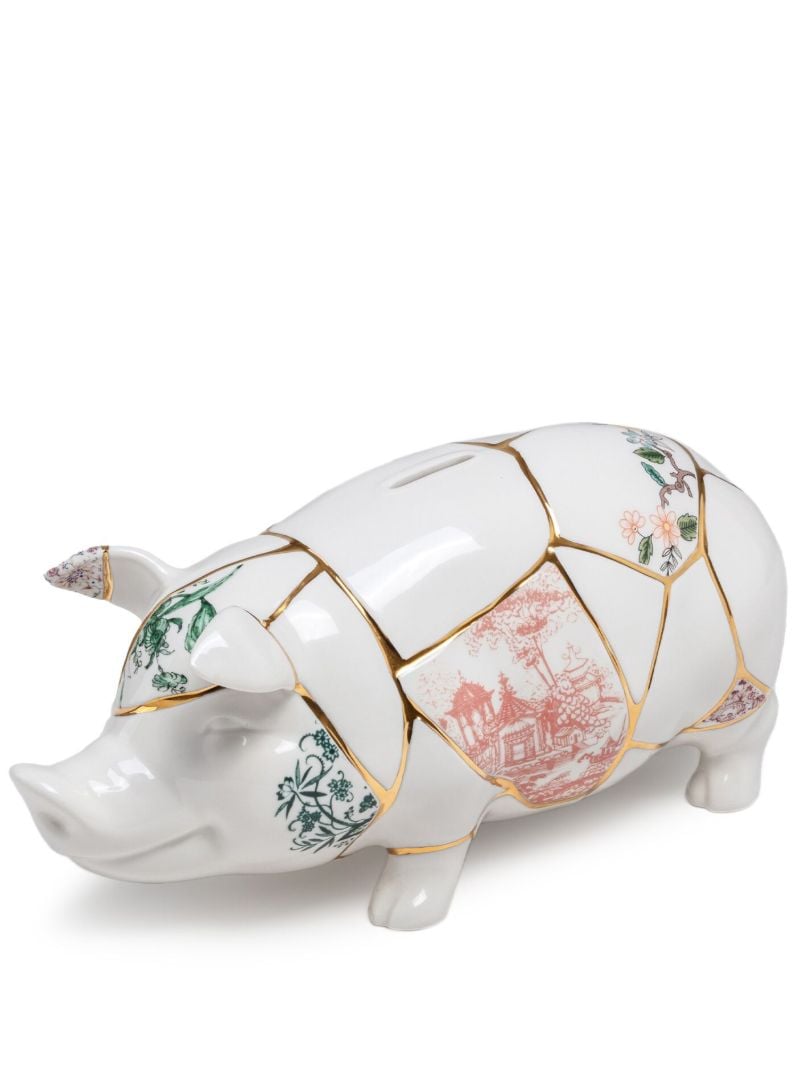 White Kintsugi Porcelain Piggy Bank