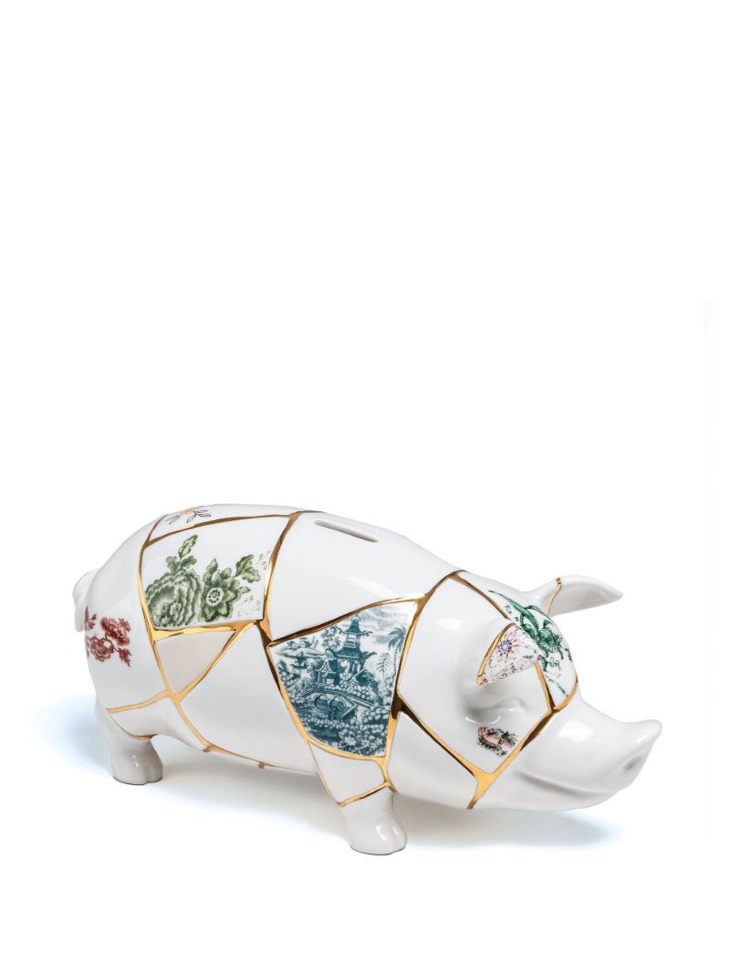 White Kintsugi Porcelain Piggy Bank