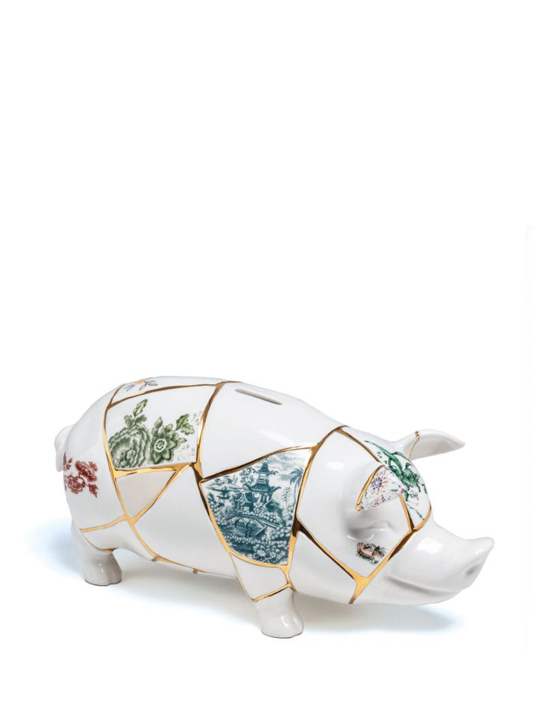 White Kintsugi Porcelain Piggy Bank