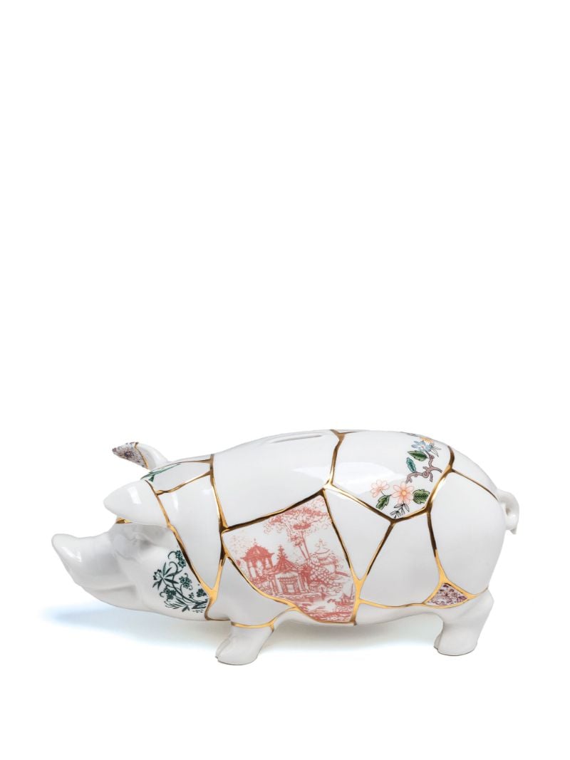 White Kintsugi Porcelain Piggy Bank