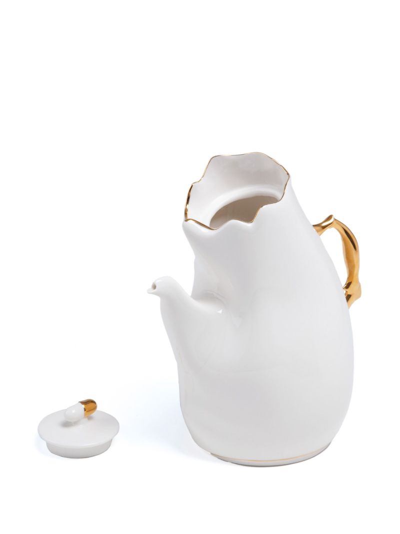 White Meltdown Porcelain Tea Pot
