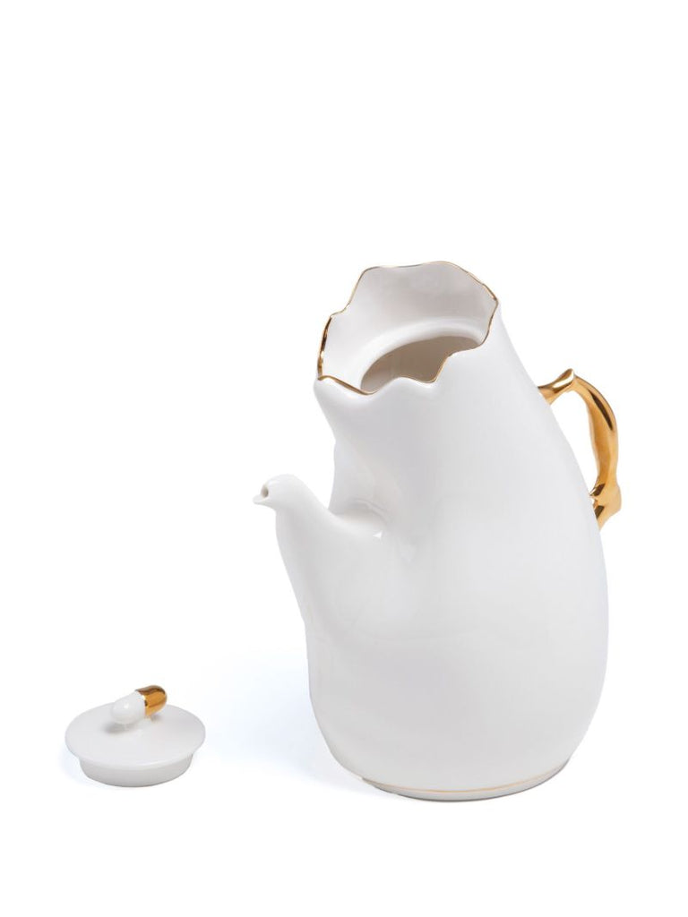 White Meltdown Porcelain Tea Pot