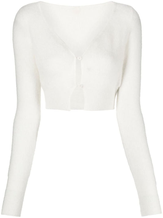 White Le Cardigan Alzou Cropped Cardigan