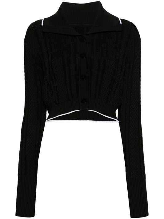 Black Le Cardigan Bella Cropped Cardigan